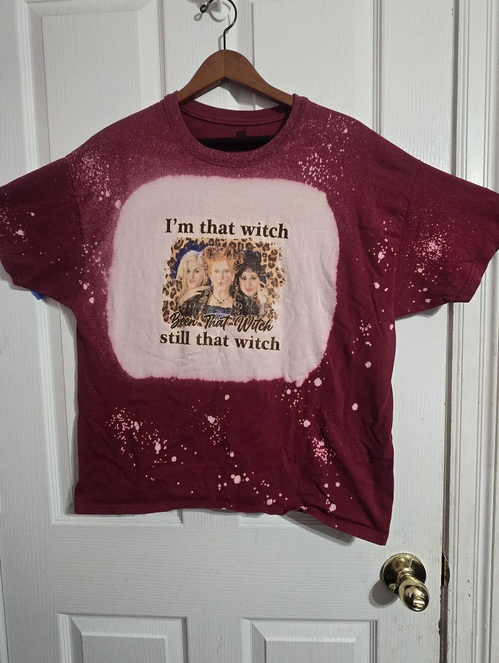 Hocus Pocus Bleached Shirt XL Maroon Sanderson Sisters Halloween Graphic Tee Wit